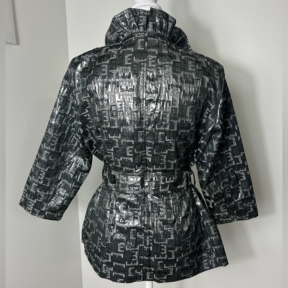 Ruby Rd. Metallic Silver-Black Patterned Jacket |… - image 8